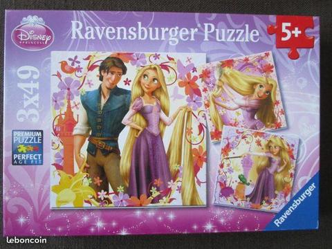 3 puzzles 49 pièces Disney Raiponce TBE