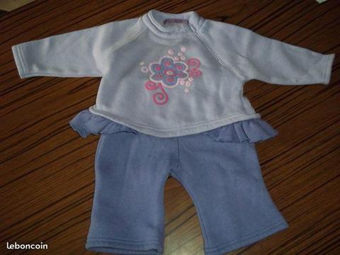 Pyjama 2 pièces mauve OKAOU Baby fille 6 mois