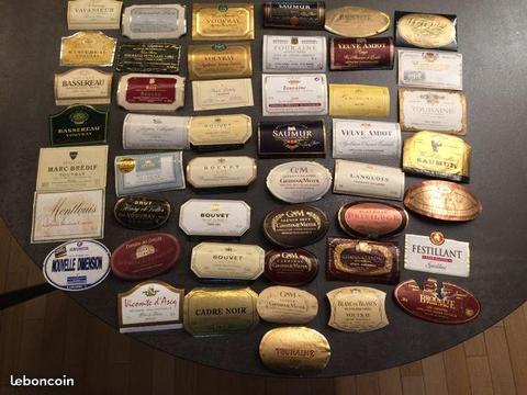 Lot de 47 Etiquettes de PETILLANT vins de LOIRE