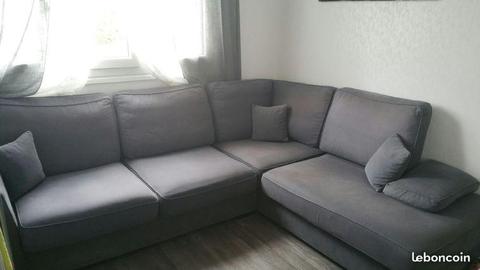 Canapé d'angle droit couleur gris 4 places et plu