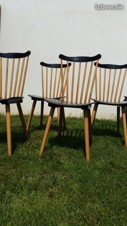 Lot de 4 chaises en bois baumann vintage