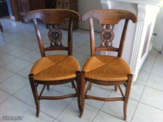 2 chaises bois blond anciennes