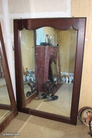 Miroir ancien en chêne de cheminée des années 50