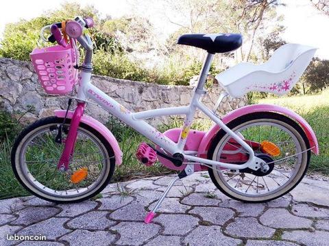 Vélo 16 pouces rose/blanc B'twin princess