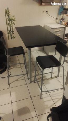 Ensemble table de bar + 2 chaises de bar