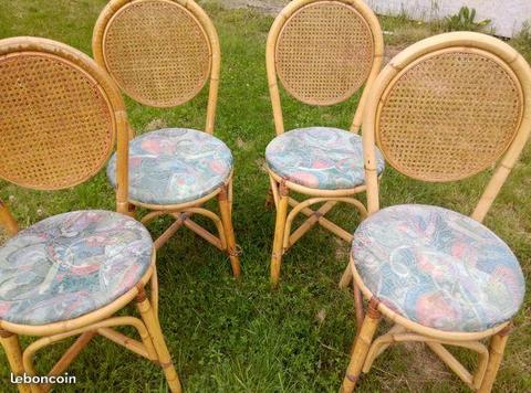 4 chaises de jardin ou salon en rotin