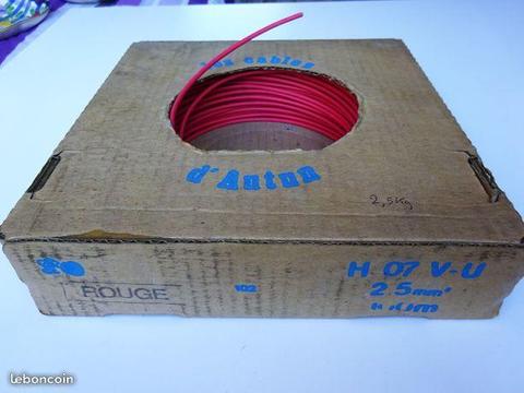 Fil électrique 2,5mm² rigide rouge (phyla)