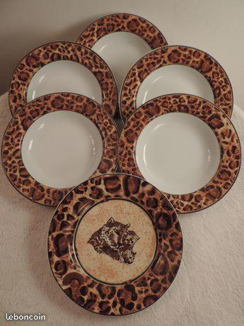Assiettes décor léopard x 6