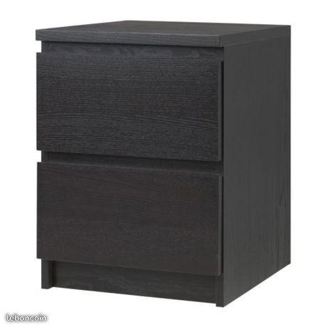 Commode IKEA MALM 2 tiroirs noir