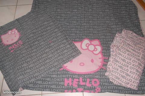 Parure couettes, drap housse, taie,1 p.hello kitty