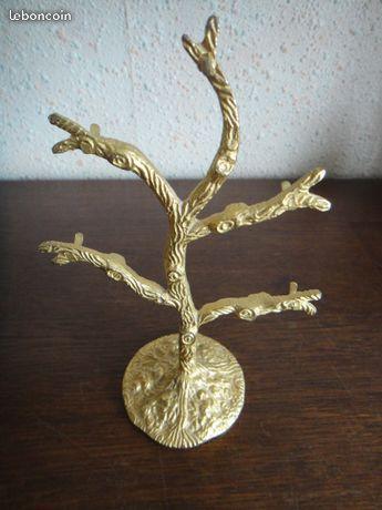 Porte bijoux ou arbre bijoux en métal doré