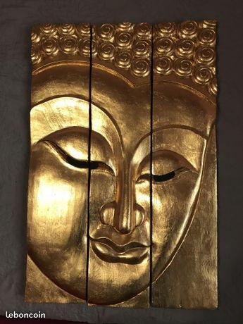 Tableau bouddha en bois doré