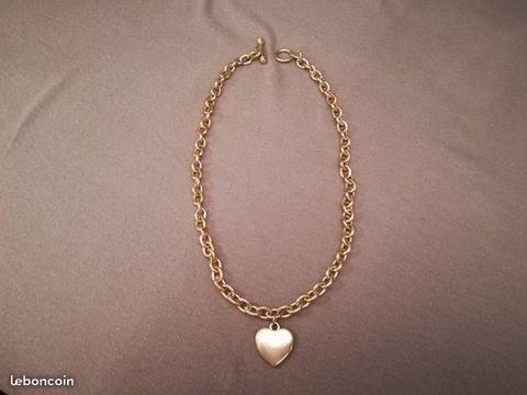 collier chaîne argenté pendentif coeur