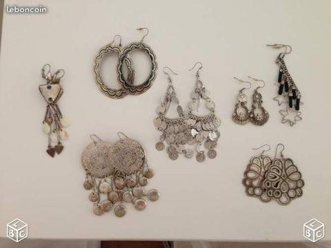 Lot de boucles d'oreilles argentées 2