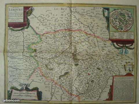 Carte du Limousin 1594 édition ancienne
