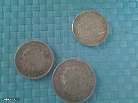 Pieces 10 et 50 francs en argent