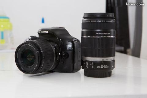 Canon 550D + Objectif canon 18-55mm + 55-250mm