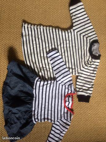 Lot de deux robes rayées Petit Bateau 6 mois