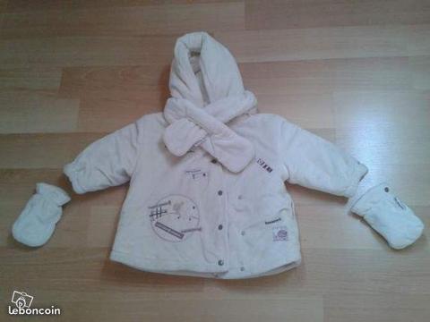 Manteau 1AN TOUT DOUX velour capuche TBE (luna91)