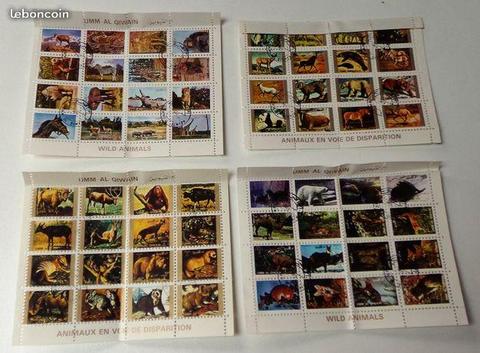 4 blocs de 16 timbres animaux