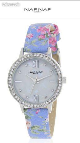 Montre NAF NAF femme neuve en cuir motif fleurs