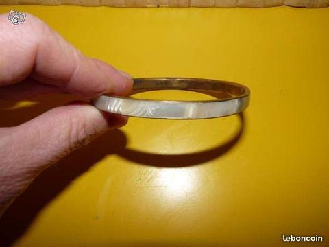 Bracelet fin métal nacré blanc