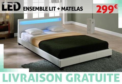 Ensemble Lit + Matelas LED LIVRAISON GRATUITE