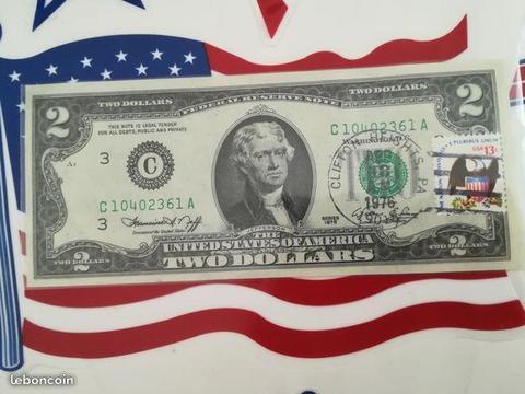 Usa billets de 2 dollar 1976 commemo bi centenaire