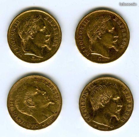 4 pièces de 20 Francs OR - Coq - 1860 - 1857 - 186