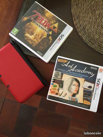 Nintendo 3ds XL rouge + housse + 2 jeux