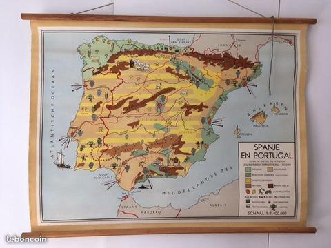 Carte scolaire Espagne et Portugal vintage (oldc)