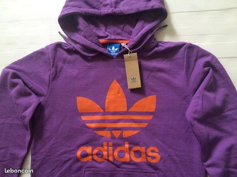 ADIDAS Sweat Capuche Taille XL Pull Violet NEUF