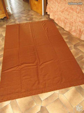 1 panneau rideau ancien coton chiné marron orange
