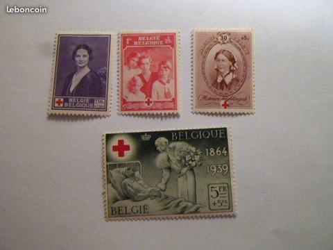 Schtroumpfe timbres belgique croix rouge