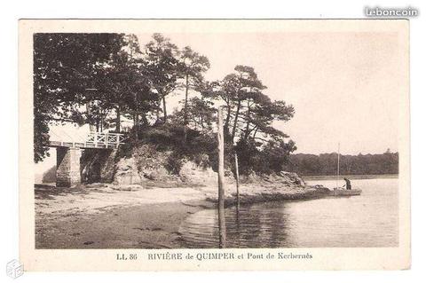 Carte postale Quimper - Rivière et pont Kerbernès