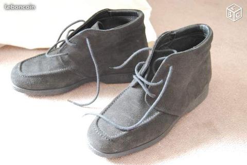 Chaussures Bottines daim noir T 37 - état neuf