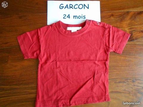 Tee shirt manches courtes rouge garcon virg91540