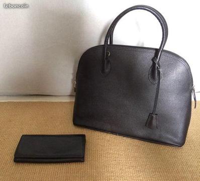 Sac à main en cuir NEUF + portefeuille en cuir