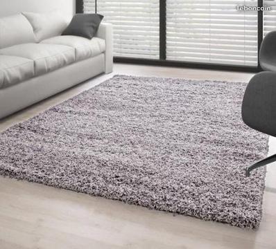 Tapis shaggy gris clair