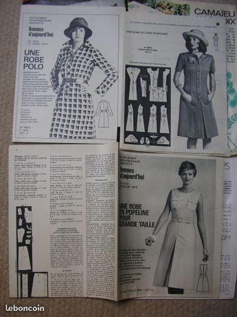 Vintage lot de 3 patrons robe années 70 T