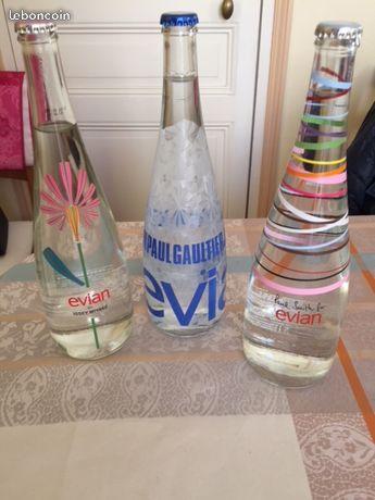 3 bouteilles d'Evian Collector
