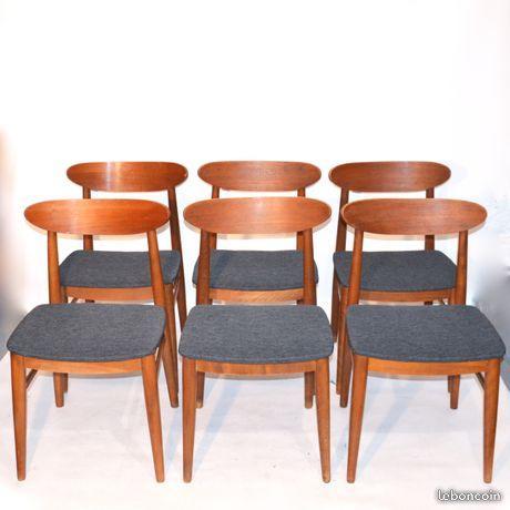 Série de 6 chaises scandinaves vintage retapissées