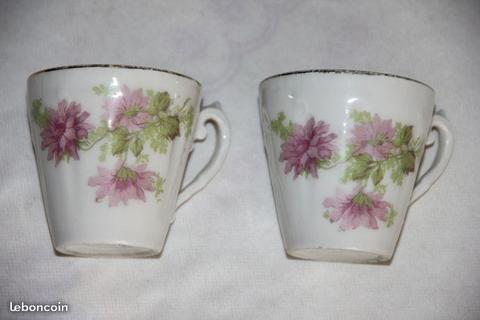 Deux tasses porcelaine fleurs