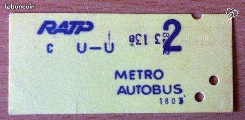 Ancien ticket jaune de metro marque page