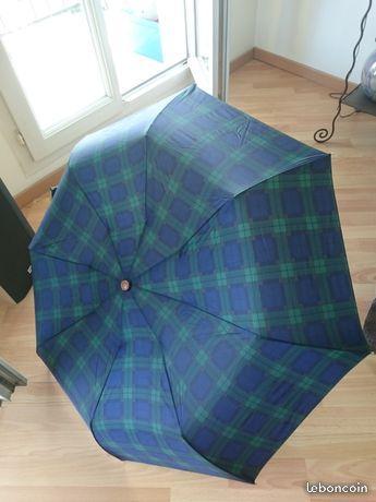 Parapluie pliant écossais vert et bleu