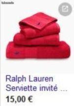 1 Serviette de bain Ralph Lauren rouge Originale
