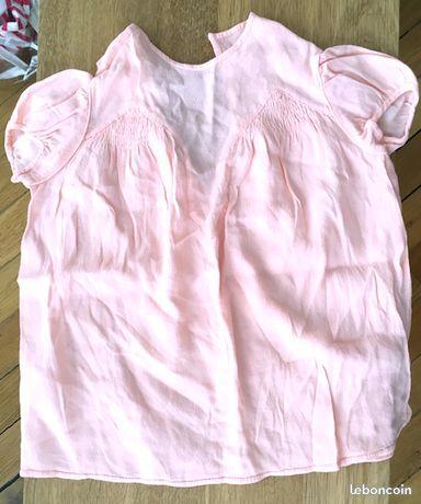 Blouse robe rose en crêpe