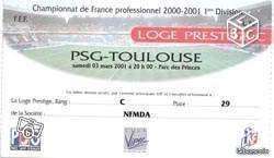 Billet Collector Football PSG-Toulouse 03/03/2001