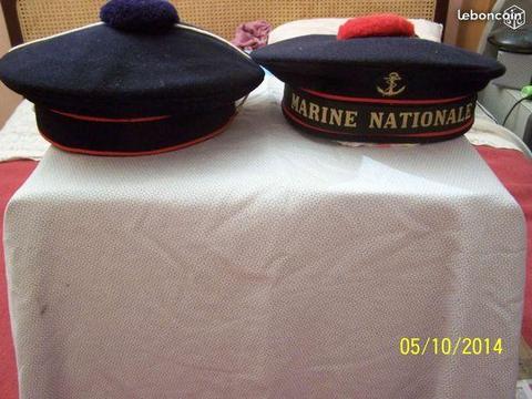Lot de 2 berets de la marine nationale Taille 55