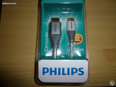 Cable hdmi/mini hdmi OR 24 carats neuf Philips